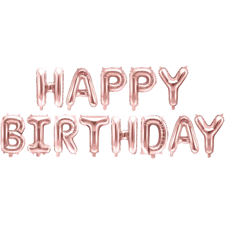 Happy Birthday ruusukulta foliokirjaimet