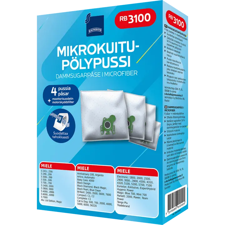 Rainbow pölypussi RB3100 4kpl + moottorisuodatin
