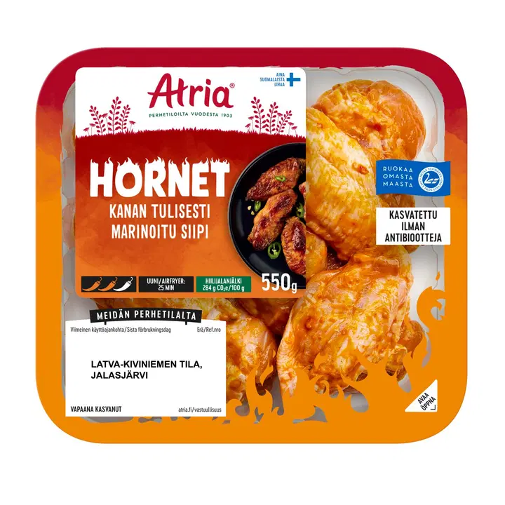 Atria Kanan Hornet Tulisesti Marinoitu Siipi 550g