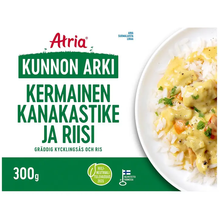 Atria Kunnon Arki Kermainen Kanakastike ja Riisi 300g