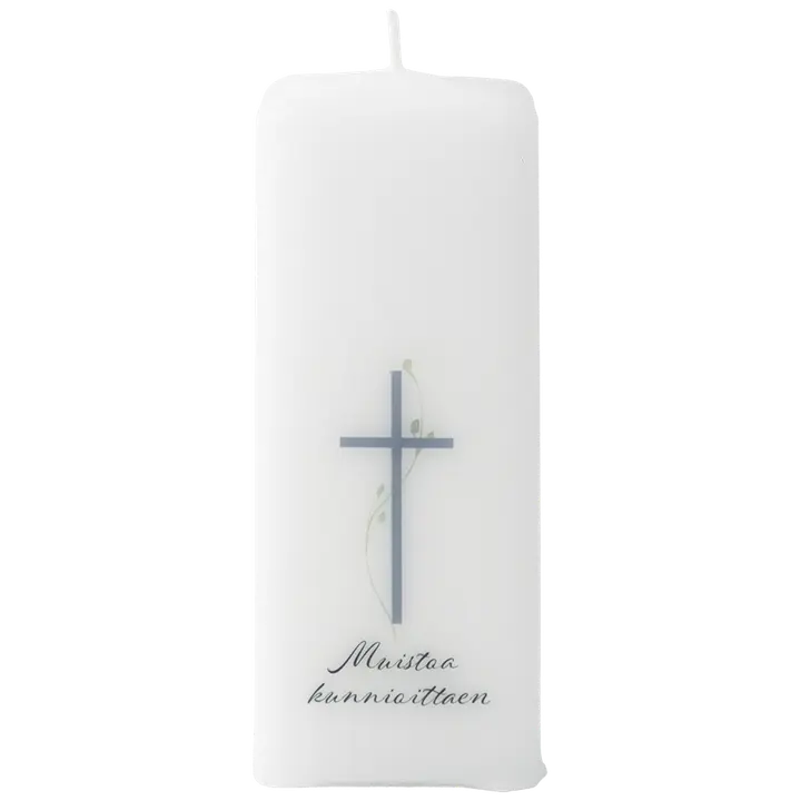 Puttipaja Muistokynttilä 5x5x12cm risti, muistoa kunnioittaen