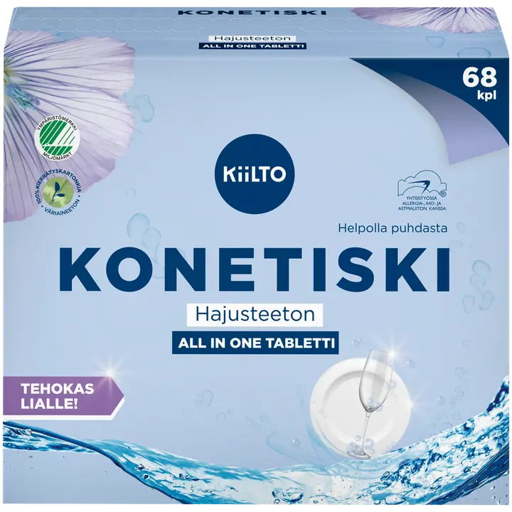 Kiilto All in 1 konetiskitabletti Hajusteeton 68 kpl