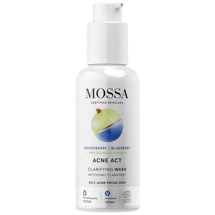 Mossa Acne Act Juicy Clean Clarifying Wash puhdistusgeeli COSMOS ORGANIC 140 ml