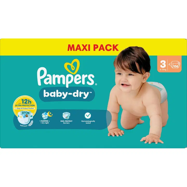 Pampers BabyDry S3 6-10kg 136kpl vaippa