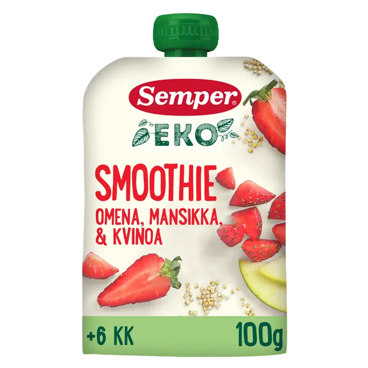 Semper EKO Smoothie Omena mansikka & kvinoa 6kk hedelmäsose 100g