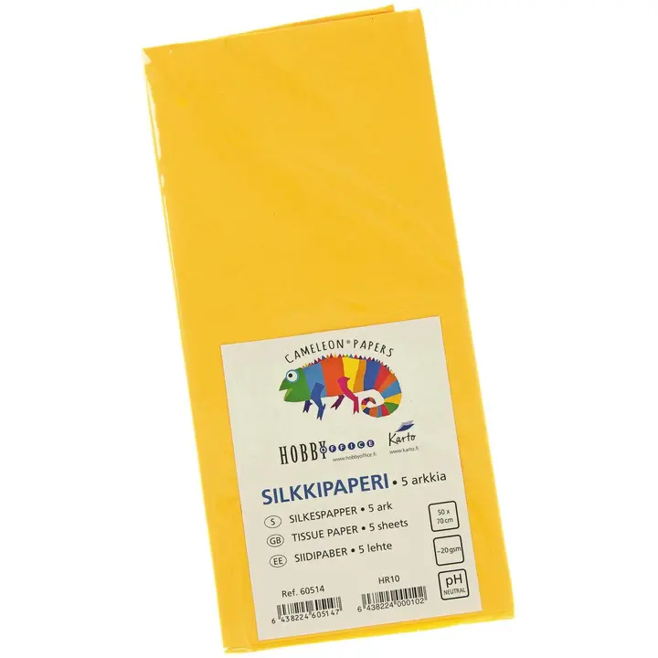 Karto silkkipaperi keltainen 50x70cm 5ark/pss