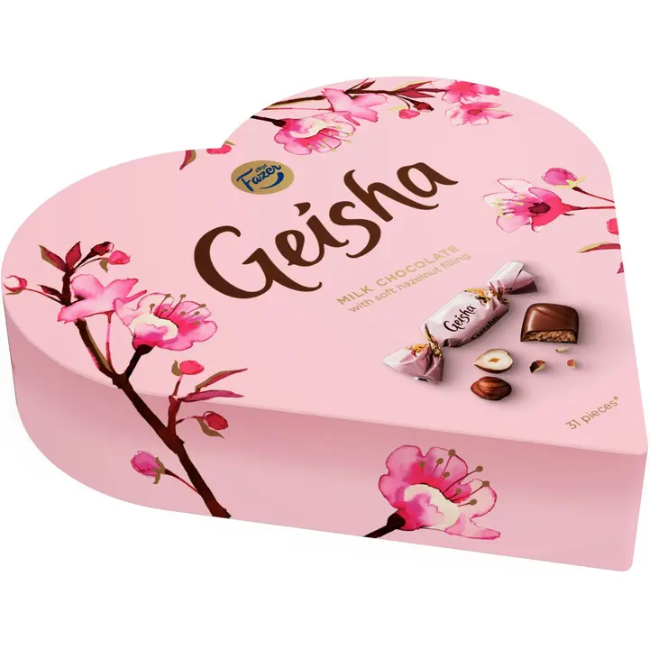 Fazer Geisha Sydän hasselpähkinänougat suklaakonvehti 225g