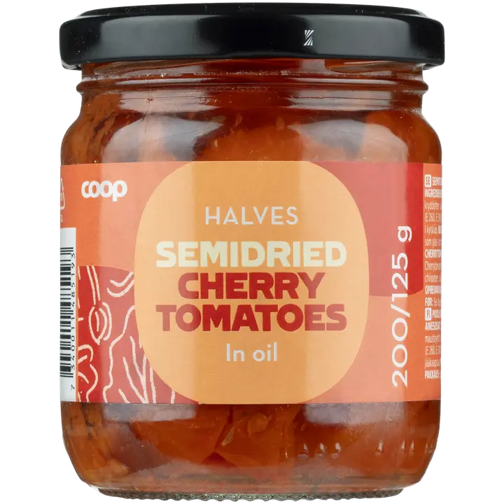 Coop puolikuivatut kirsikkatomaatit öljyssä 200/125 g