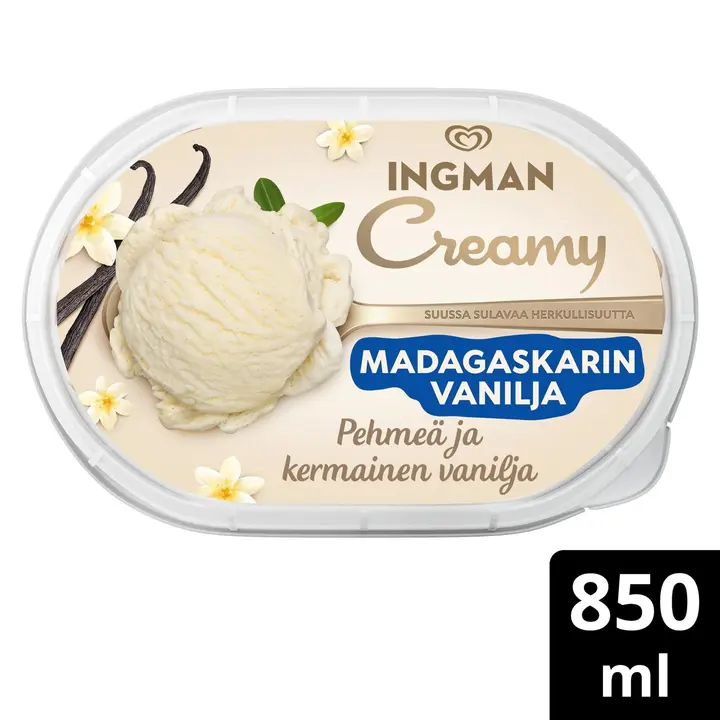 Ingman Creamy Madagaskarin Vanilja Jäätelö 850ml/412g