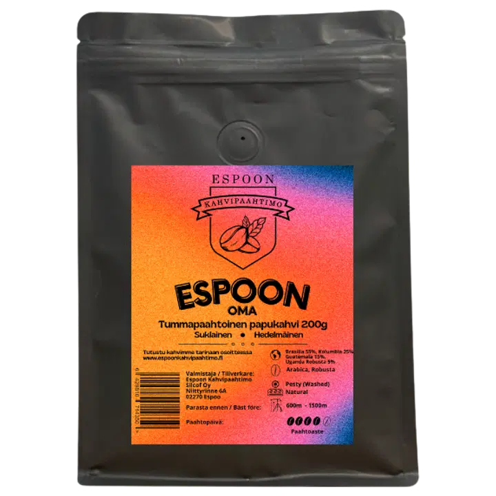 Espoon Kahvipaahtimo Oma Kahvi tummapaahtoinen papukahvi 200 g