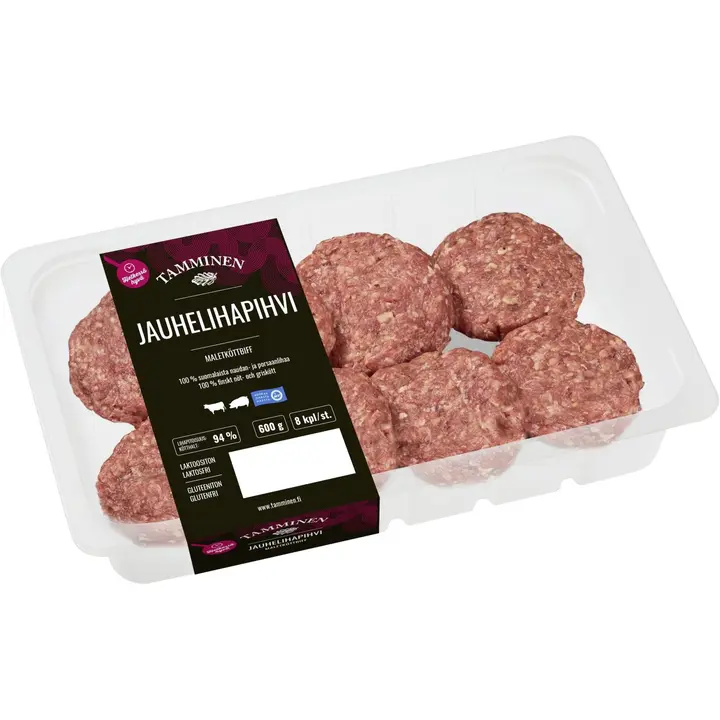 Tamminen jauhelihapihvi 600g/8kpl
