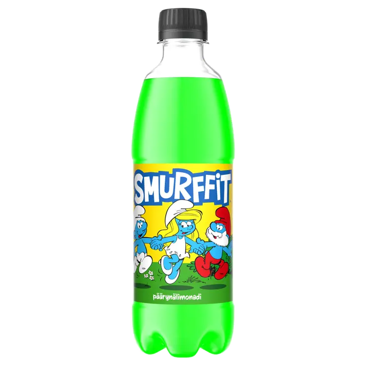 Smurffit Päärynälimonadi virvoitusjuoma muovipullo 0,5 L