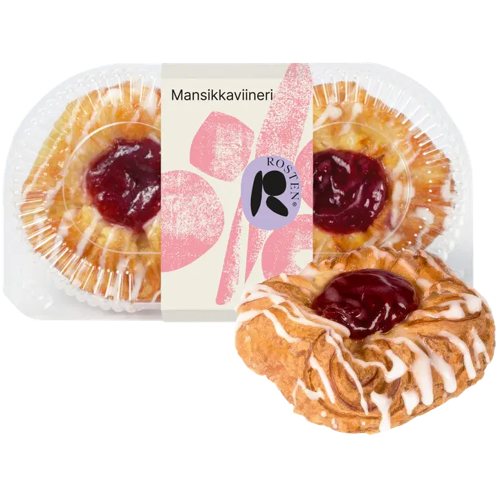 Rosten Mansikkaviineri, mansikkatäyteviineri 2kpl 180g