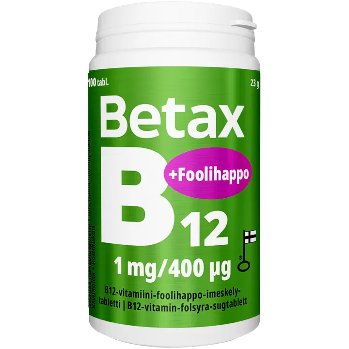 Betax B12 -vitamiini 1mg + Foolihappo imeskelytabletti, 100 tabl., Vitabalans