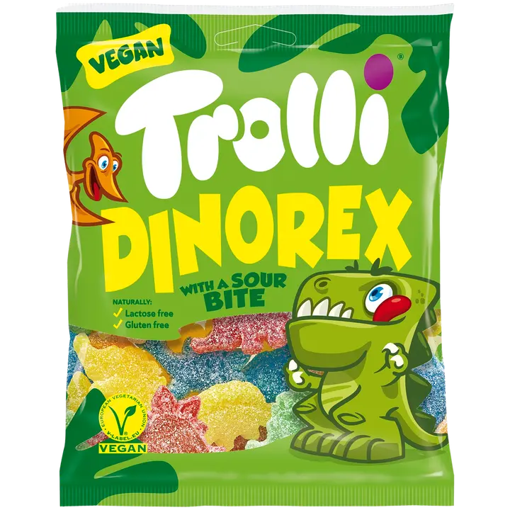 Trolli Dino Rex kummikommid 100g VEGAN