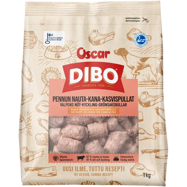 DIBO Pennun nauta-kana-kasvispullat 1kg