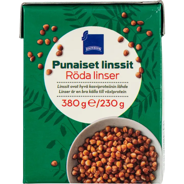 Rainbow punaiset linssit suolaliemessä 380g/230g