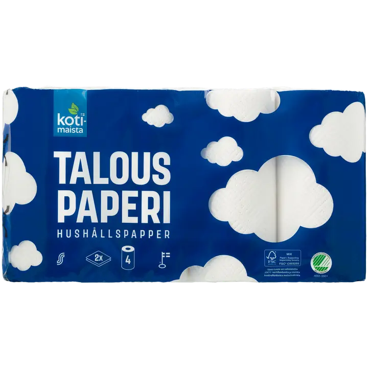 Kotimaista talouspaperi 4rl valkoinen