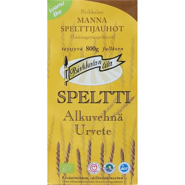 Birkkalan Tila Luomu Mannaspelttijauhot täysjyvä 800g