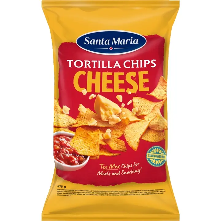 Santa Maria Tortilla Chips Cheese juuston makuiset maissitortillalastut 475 g