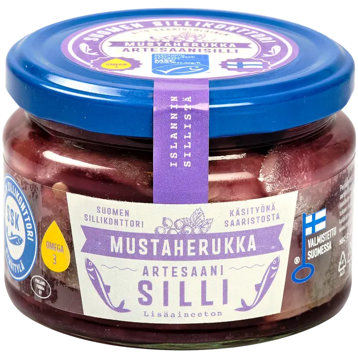Suomen Sillikonttori mustaherukka Artesaani-silli 280g MSC