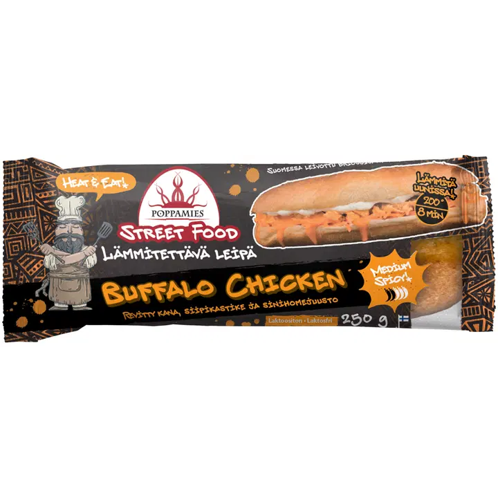 Poppamies Buffalo Chicken lämmitettävä kanaleipä 250g