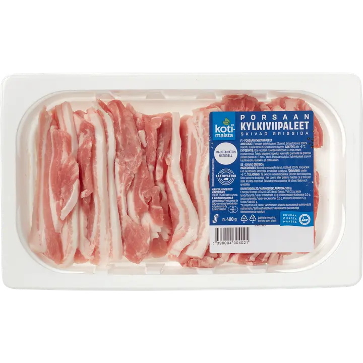 Kotimaista porsaan kylkiviipaleet n. 400 g