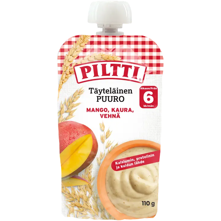 Piltti 110g Täyteläinen puuro Mango, kaura & vehnä 6kk