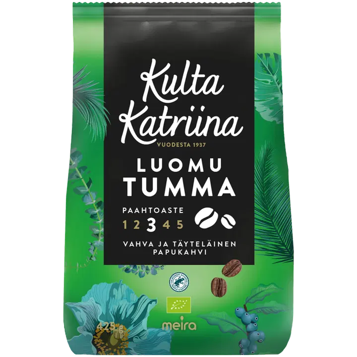 Kulta Katriina Luomu tumma paahto papukahvi RAC 425g