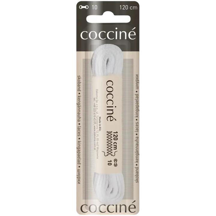 Coccine kengännauha 120 cm, valkoinen