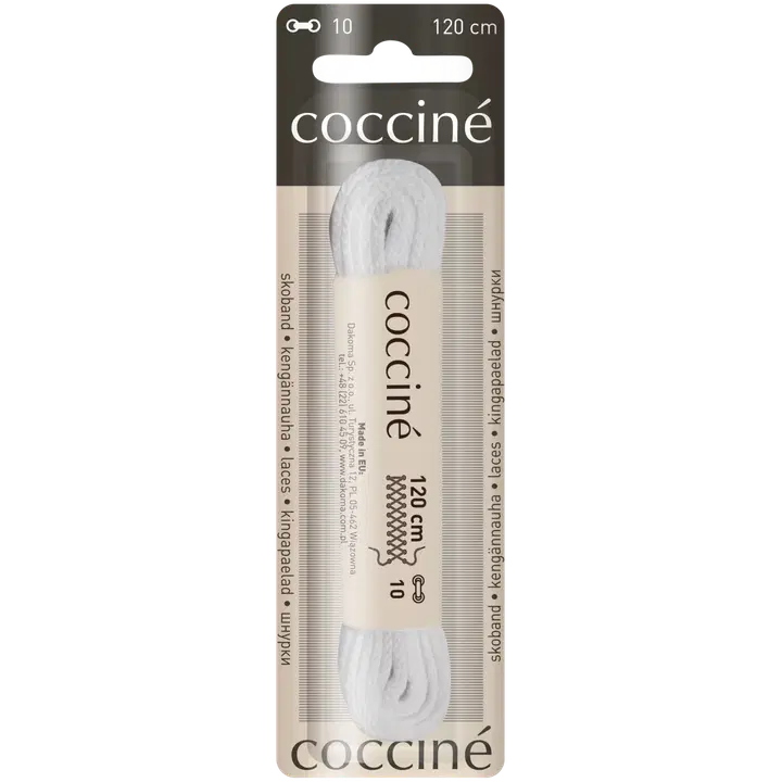 Coccine kengännauha 120 cm, valkoinen