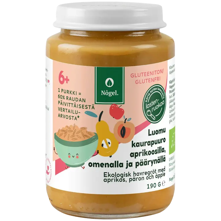 Nôgel luomu kaurapuuro aprikoosilla, päärynällä ja omenalla, 190 g