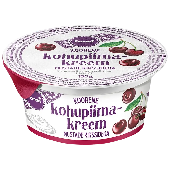 Farmi Mustade kirssidega koorene kohupiimakreem, 150 g