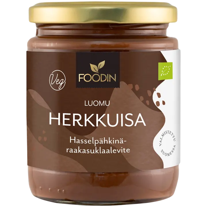 Foodin Herkkuisa Hasselpähkinä-raakasuklaalevite, luomu 250g