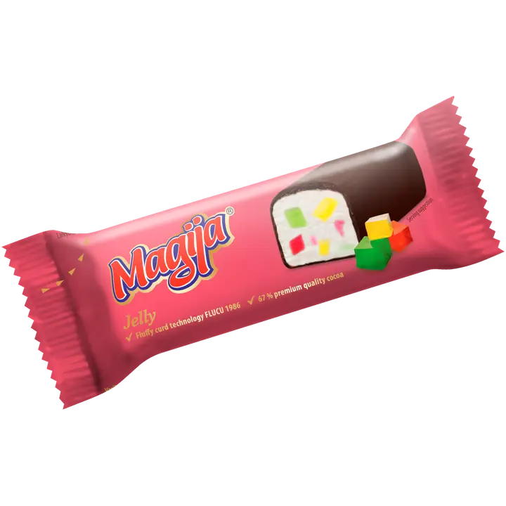 Magija glasuuritud kohuke želeetükkidega, rasva 23,4%, 45g