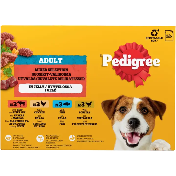 Pedigree Favourites lajitelma paloja hyytelölössä annospussit 12x100g