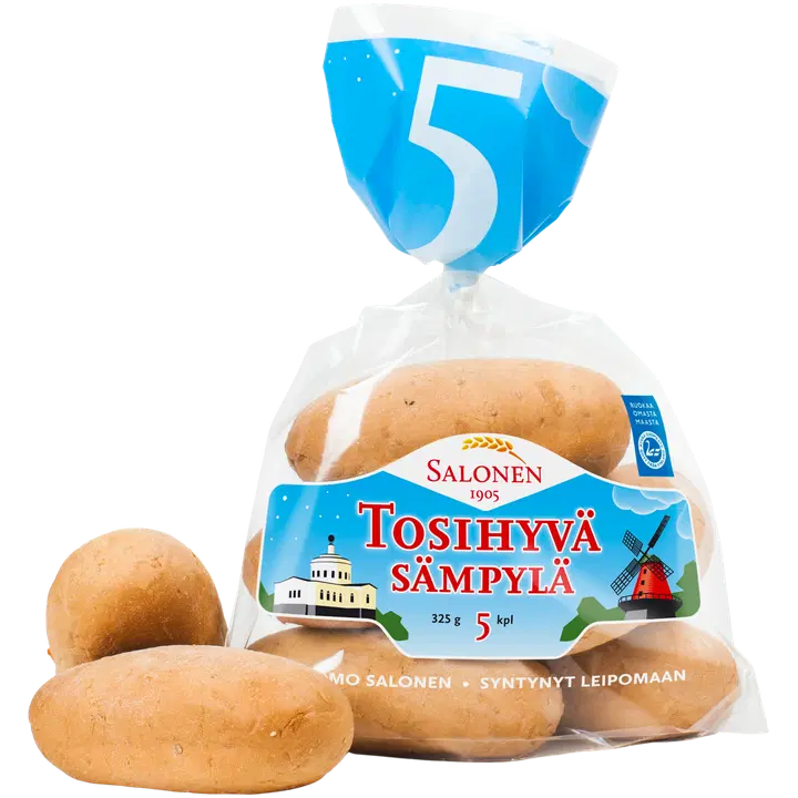 Leipomo Salonen Tosihyväsämpylä 5/325g vehnärouhesämpylä