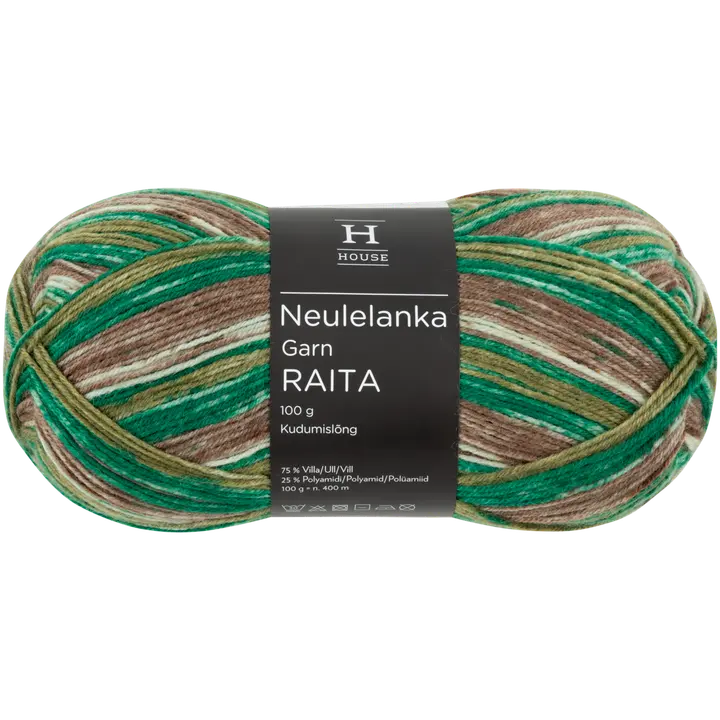House sukkalanka Raita-kuvio 100 g vihreä/ruskea/valkoinen 82447