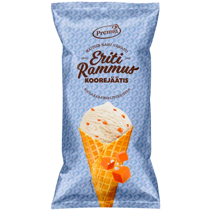 Eriti Rammus soolakaramellitükkidega koonusjäätis 110g / 200ml