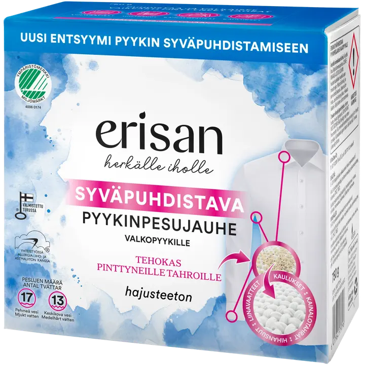 Erisan Syväpuhdistava Pyykinpesujauhe Valkopyykille 750g