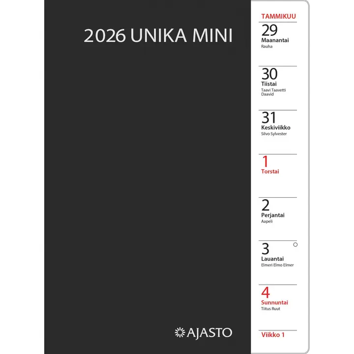 Ajasto taskukalenteri Unika mini, musta