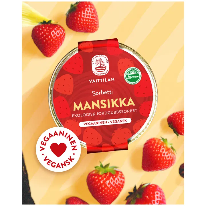 Luomu mansikkasorbetti