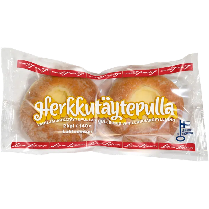 Leivon Leipomo Herkkutäytepulla 2 kpl 140g vaniljarahkatäytepulla