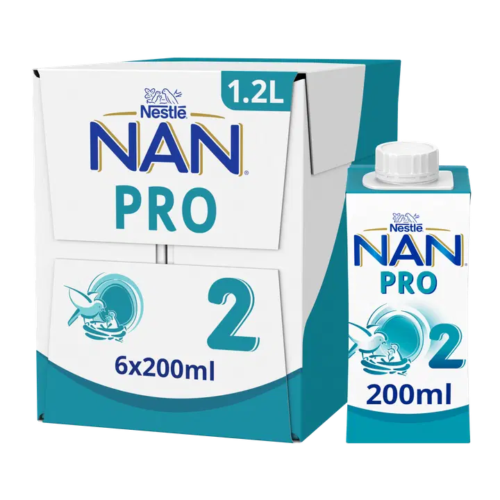6x Nestlé Nan 200ml Pro 2 maitopohjainen käyttövalmis vierotusvalmiste