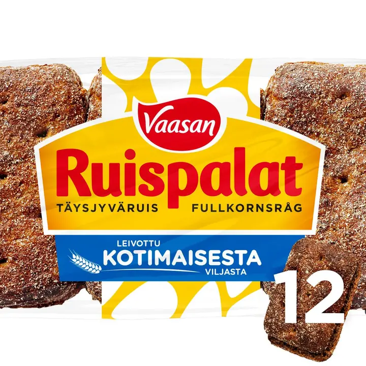Vaasan Ruispalat 660g 12 kpl täysjyväruispalaleipä