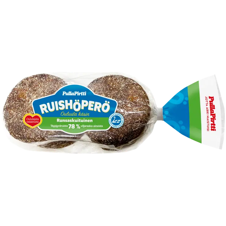 Pulla-Pirtti Ruishöperö 8/240g halkaistu laktoositon runsaskuituinen täysjyväruisleipä
