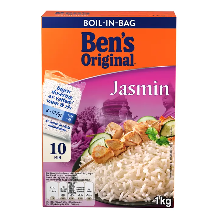 Ben's Original Jasmiiniriisi keitinpusseissa 8x125g