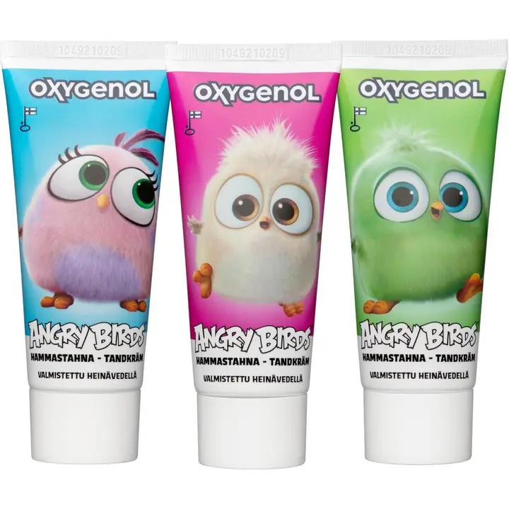 Oxygenol 50ml Angry Birds Vadelma hammastahna 6+ Hatchlings