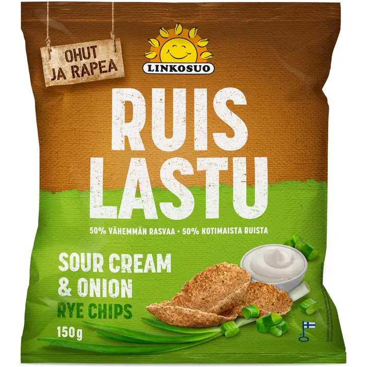 Linkosuon Ohut Ruislastu sour cream & onion 150 g