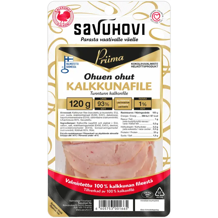 Savuhovi Priima Ohuen ohut kalkkunafilee 120g